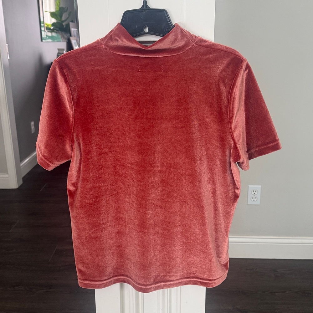 Madewell burnt orange mock neck velvet short sleeve Small - Picture 5 of 5